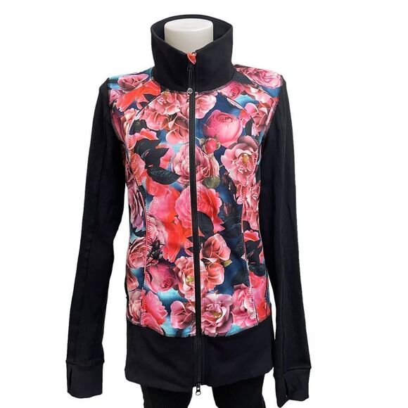 Lululemon Asana Secret Garden Floral Print Jacket Full Zip Stretch size 8 - Picture 1 of 10